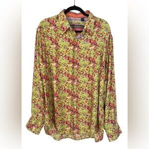 Robert Graham Colorful Silk Button Down Shirt Long Sleeve Flip Cuffs Sz XL